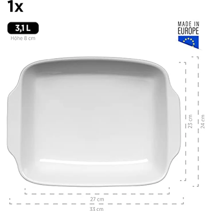 Mäser 931136 Serie Kitchen Time, Auflaufformen rechteckig im 2er Set, eckige Ofenformen, ideal auch für Lasagne, kratz- und schnittfest, Keramik, 33 x 24 x 8 cm - 25,5 x 16 x 7 cm, Grün – Bild 4