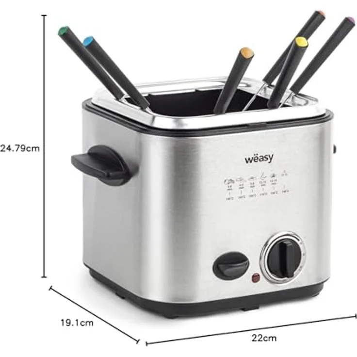 Wëasy TB600 Fondue-Fritteuse, 1,2 Liter Fassungsvermögen, 840 Watt – Bild 8