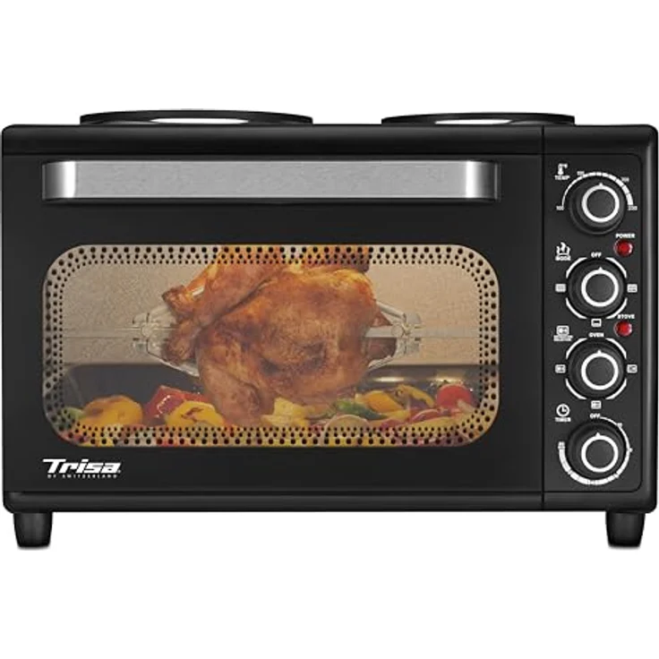 Trisa Bake & Cook Minibackofen  mit Kochfunktion, Timerfunktion, Kleinbackofen, Schwarz – Bild 1