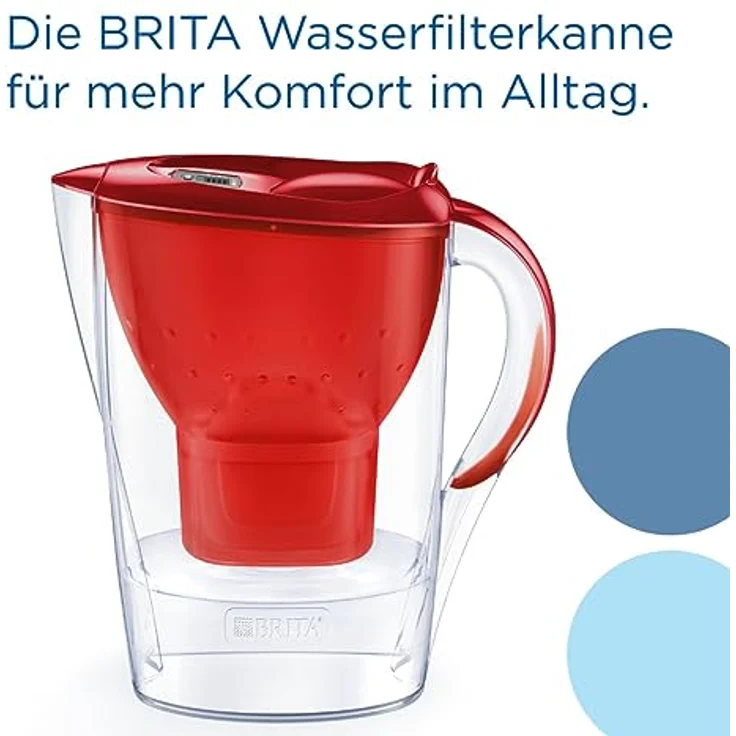 BRITA Wasserfilter-Kanne Marella rot (2,4l) inkl. 1x MAXTRA PRO All-in-1 Kartusche – Filter zur Reduzierung von Kalk, Chlor, Blei, Kupfer & geschmacksstörenden Stoffen im Wasser – Bild 2