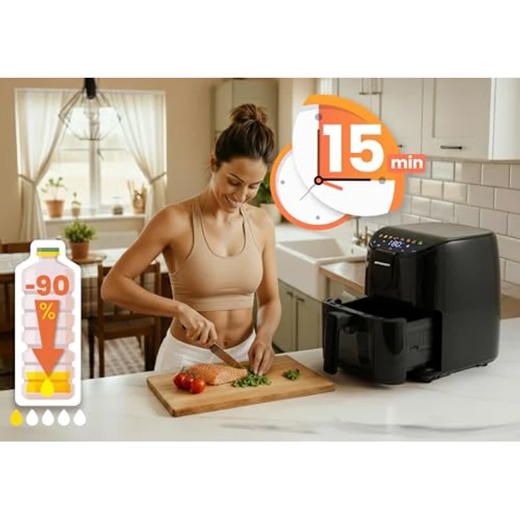 Berdsen BD-658, Luftfritteuse fettfrei mit 4 Litern Volumen und 1500 Watt Leistung, schwarz – Bild 9
