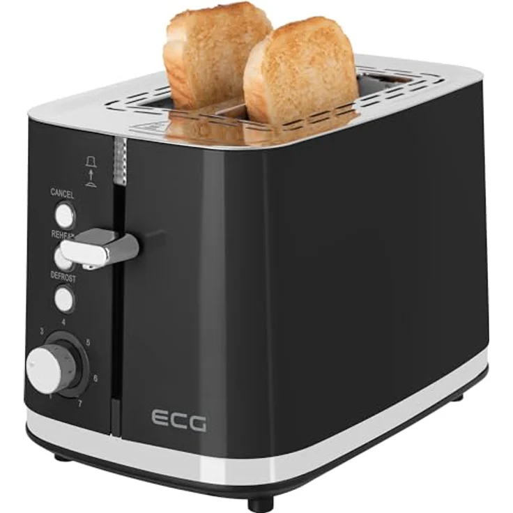 ECG ST 2766 Vintage Nero Toaster mit schwarzen Edelstahl und 7 Heizintensitätsstufen – Bild 4