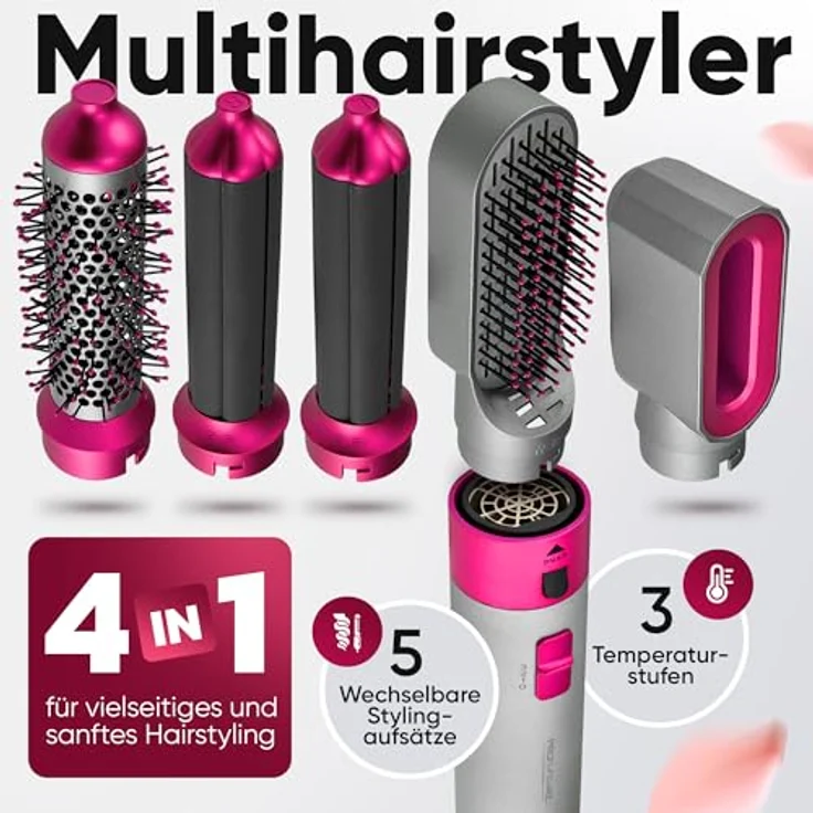ProfiCare Lockendreher PC-HAS 3132, Warmluftbürste, 4in1 Hairstyler in Weiß – Bild 2