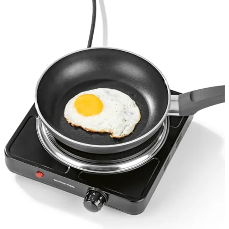 GOURMETmaxx Elektrische Kompakt-Herdplatte | 1500W, Stufenlose Temperaturregulierung, Integrierter Thermostat, Kontrollleuchte | Ideal für Camping, Büro & kleine Küchen | Für Töpfe bis 18,5 cm – Bild 2