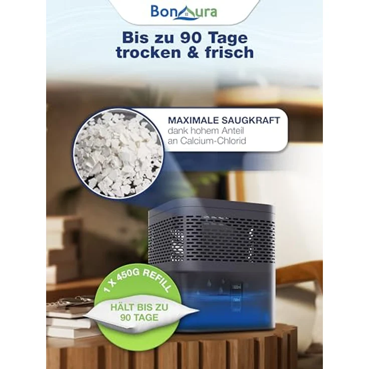 BonAura Luftentfeuchter-Nachfüllpack, Granulat im Vliesbeutel, 450g pro Stück, geruchsneutral, 2er-, 4er- oder 6er Set – Bild 5
