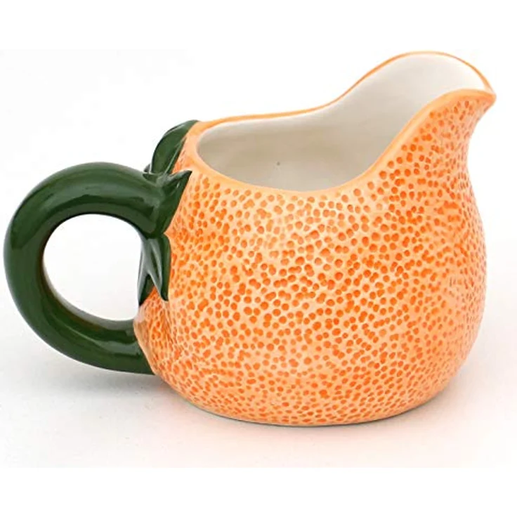 Dekohelden24 Keramik Milchkanne/Sahnekännchen als Orange/Apfelsine in orange, Maße ca. 14 x 11 x 8,5 cm., 222284-Orange – Bild 2
