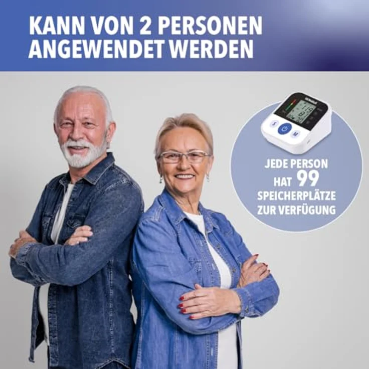IEA Medical Blutdruckmessgerät Oberarm, TÜV zertifiziert, für 2 Personen, großes Display, USB-C und Batteriebetrieb – Bild 4