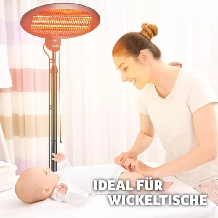 tectake Infrarotstrahler Solaris Monolith, Höhenverstellbarer Infrarotheizstrahler mit zielgerichteter Wärmeverteilung, 2000 Watt, in Schwarz – Bild 5