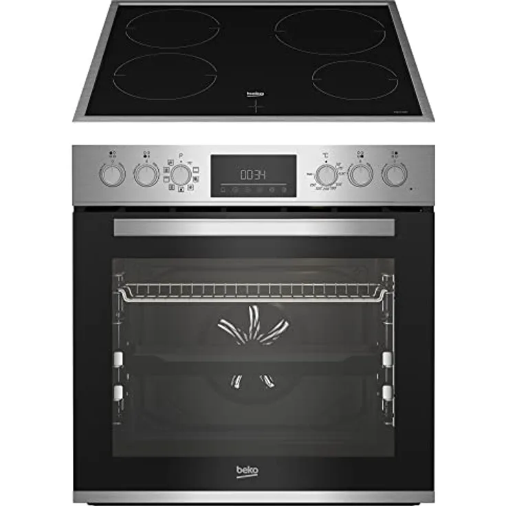 beko BBUM12341XE Einbau-Backofen-Set: Induktionskochfeld mit 4 Kochzonen, 8 Heizarten, 72 l Garraum-Volumen, Pizza-Funktion, Schwarz/Edelstahl