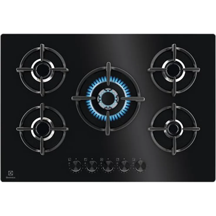 Electrolux EGG75372K, Gaskochfeld mit 75 cm Breite, schwarze Glasoberfläche, benutzerfreundliche Drehregler – Bild 1