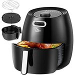 Uten Heißluftfritteuse, 6.5L Airfryer XXL Heissluftfriteuse ohne Fett Friteuse Mit Ständer, No stick Korb, Einstellbare Temperatur und Timer,Vorheizen, PDF-Rezepte,1800W, Black