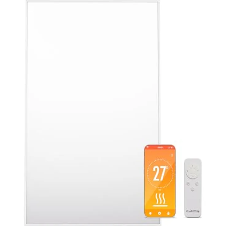 Klarstein Infrarotheizung mit Thermostat, 600W Elektroheizung, Smart Home Infrarotheizung zur Wandmontage, IR mit App-Steuerung & Erkennung Offener Fenster, Effizienter Feuchtraum Heizkörper CO2-Frei