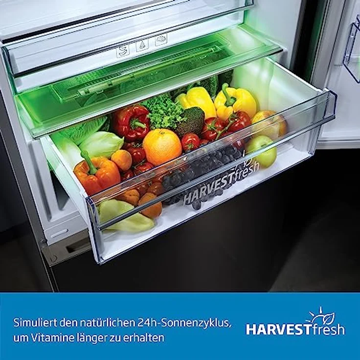 Beko B5RCNA406HXB1 bPRO 500 freistehende Kühl-/Gefrierkombination, großer Kühlschrank, 355 l, NoFrost, Smooth Fit: 90 Grad Türöffnung, 3 Gefrierschubladen, HarvestFresh, AeroFlow, Edelstahl-Look – Bild 4