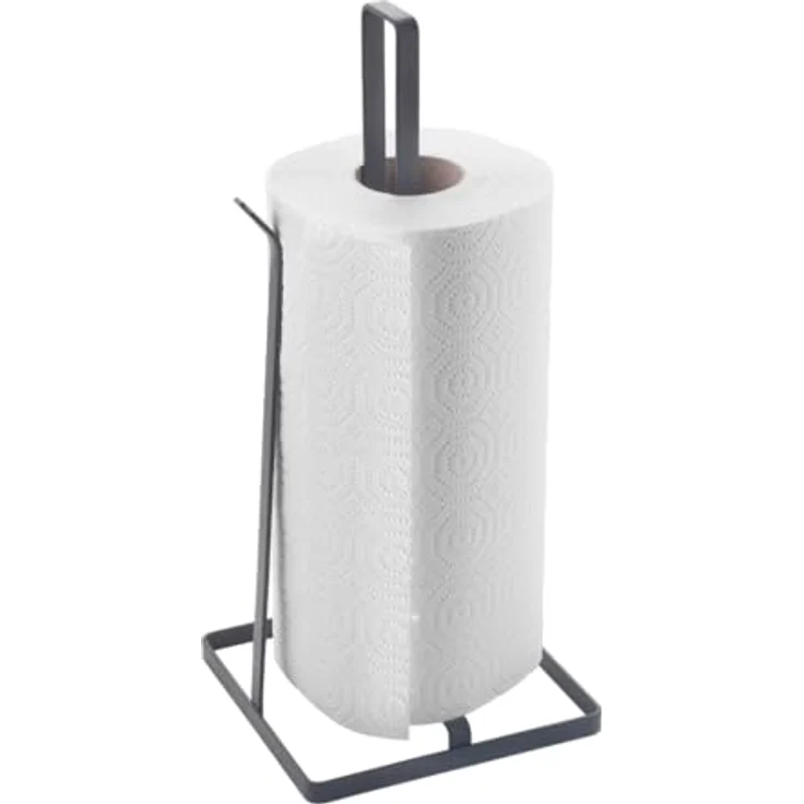 Metaltex Küchenrollenhalter Tokyo LAVA, stabiler Abrollstopper, matte schwarze TouchTherm®-Beschichtung, rostbeständig und stoßfest – Bild 1