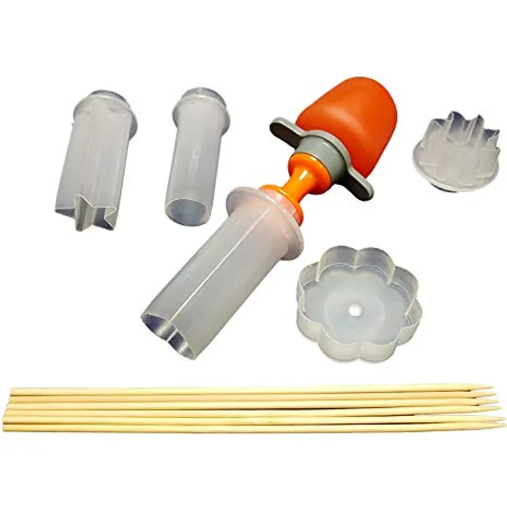 Obst Gemüse Ausstecher | Formschneider inkl. 6X Holzspieße | Lebensmittelform Dekoration Set | Melonenausstecher | Portionierer | Party Leckereien, Snacks, Kuchen dekorieren Herz Blume Schmetterling