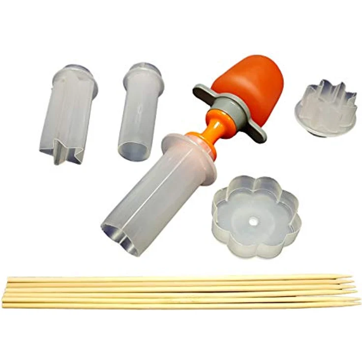 Obst Gemüse Ausstecher | Formschneider inkl. 6X Holzspieße | Lebensmittelform Dekoration Set | Melonenausstecher | Portionierer | Party Leckereien, Snacks, Kuchen dekorieren Herz Blume Schmetterling – Bild 1