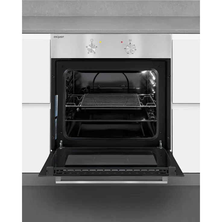 Exquisit EBE 555-1.1, Backofen, A, Einbaugerät, Netzbetrieb, Volumen 60 l, Breite 59,5 cm, Selbstreinigung nein, Ober-Unterhitze (konventionell)
