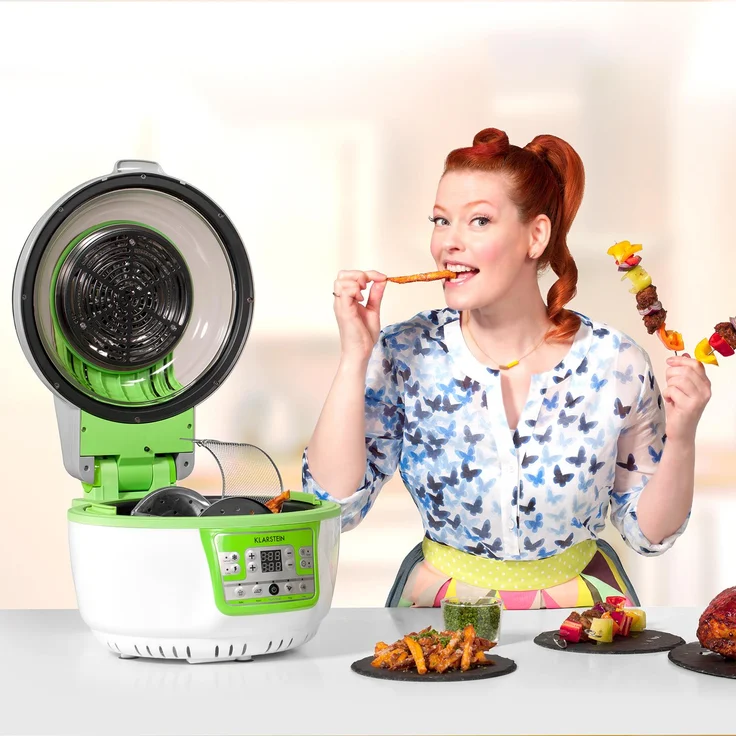 Klarstein VitAir Turbo Heißluftfritteuse, 9 l, 1400 Watt, grün-weiß – Bild 3