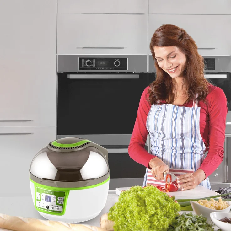 Klarstein VitAir Turbo Heißluftfritteuse, 9 l, 1400 Watt, grün-weiß – Bild 4