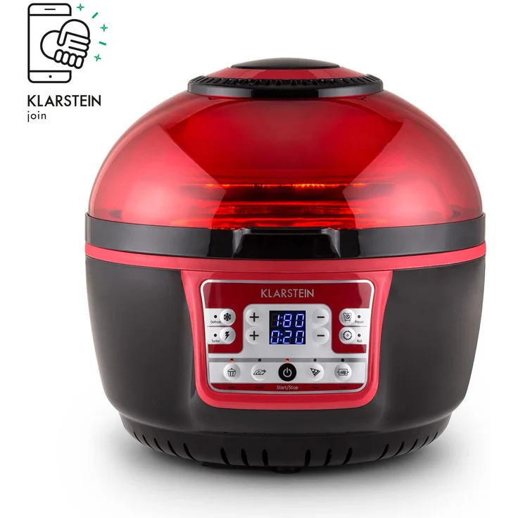 Klarstein VitAir Turbo Heißluftfritteuse, 9 l, 1400 Watt, rot-schwarz – Bild 4