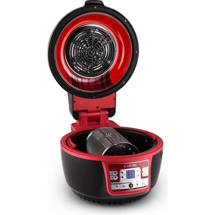 Klarstein VitAir Turbo Heißluftfritteuse, 9 l, 1400 Watt, rot-schwarz – Bild 2