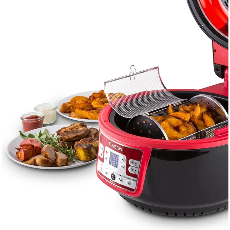 Klarstein VitAir Turbo Heißluftfritteuse, 9 l, 1400 Watt, rot-schwarz – Bild 9