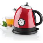 Klarstein Elektrischer Wasserkocher mit klassischem Design und analogem Thermometer 1,7 L rot