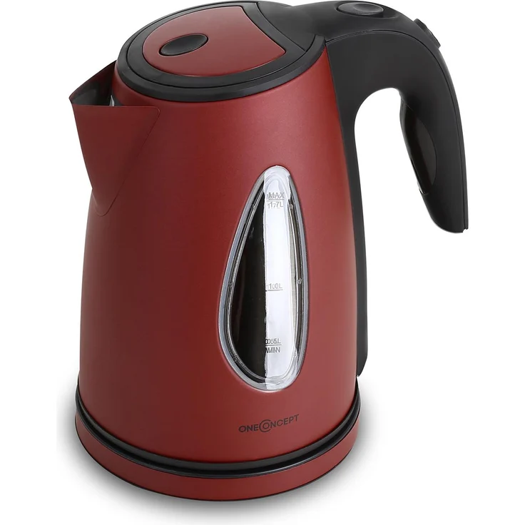 oneConcept TKV-SS17-Red Design Wasserkocher kabellos leistungsstark mit stylisch blauen LED-Lichteffekt, 2200 W, 1.7 Liter, Cool Touch, rot – Bild 2