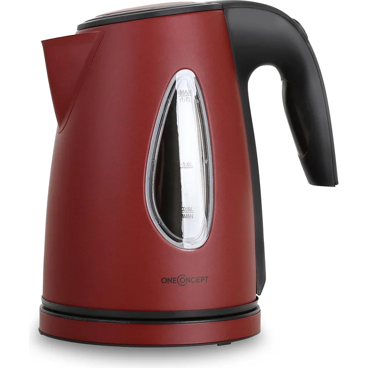oneConcept TKV-SS17-Red Design Wasserkocher kabellos leistungsstark mit stylisch blauen LED-Lichteffekt, 2200 W, 1.7 Liter, Cool Touch, rot – Bild 7