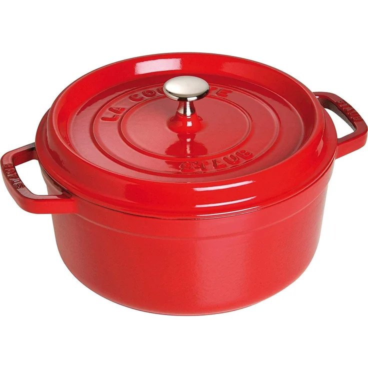 STAUB Gusseisen Bräter- Cocotte, Rund 24 cm, 3,8 L, kirschrot – Bild 1