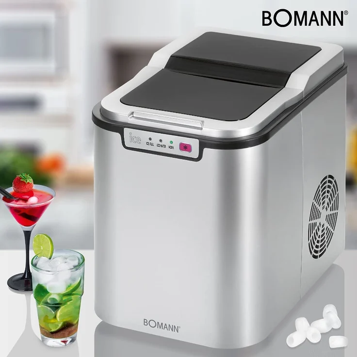 Bomann EWB 1027 CB Eiswürfelbereiter, ca. 10 kg Eiswürfel in 24 Std., LED-Anzeige und Signalton bei vollem Eiswürfelbehälter und leerem Wassertank, Abschaltautomatik, Signalton, Kontrollleuchte, silber – Bild 5