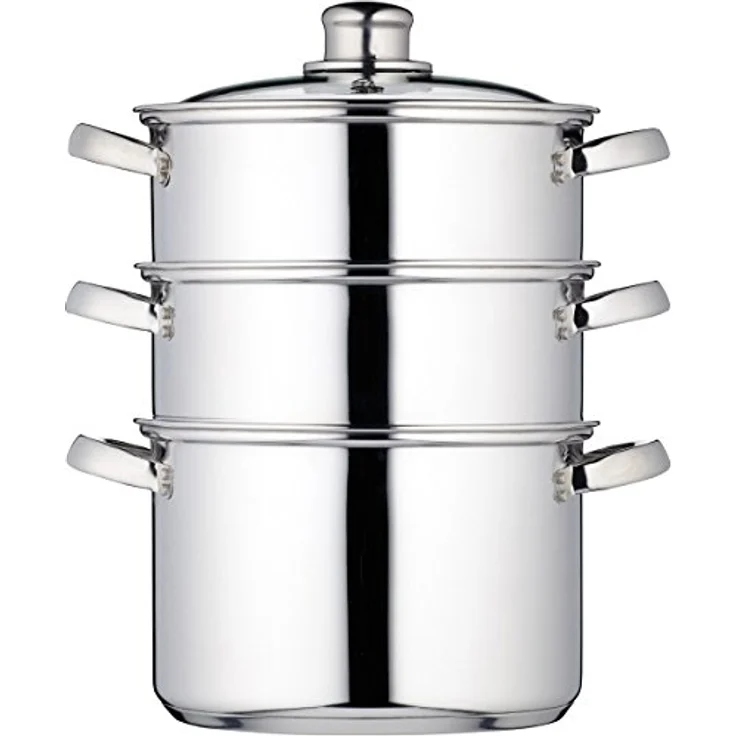 KitchenCraft Dampfgarerpfanne/Suppentopf mit 3 Behältern in Geschenkbox, Induktionssicher, Edelstahl, 20 cm – Bild 1
