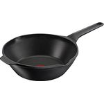 Tefal E24919 Robusto Aluguss Wokpfanne 28 cm | einfache Reinigung | Antihaftversiegelung | Thermo-Signal Temperaturanzeiger | spülmaschinenfest | induktionsgeeignet | Schwarz