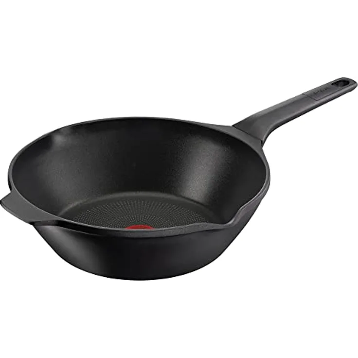 Tefal E24919 Robusto Aluguss Wokpfanne 28 cm | einfache Reinigung | Antihaftversiegelung | Thermo-Signal Temperaturanzeiger | spülmaschinenfest | induktionsgeeignet | Schwarz