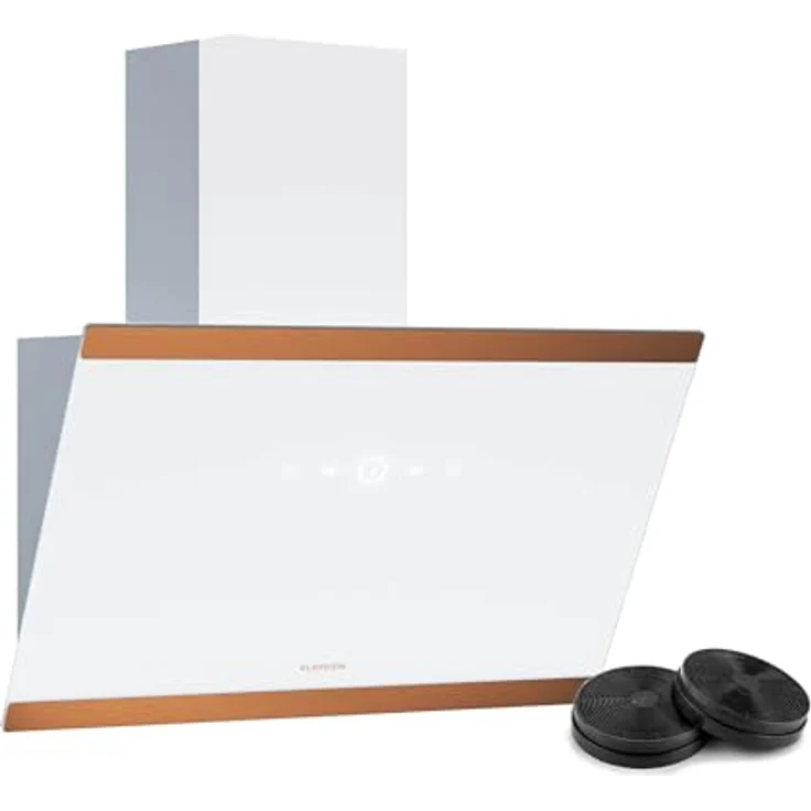 Klarstein FlashLine 60 Dunstabzugshaube, A++ Energieeffizienz, 524 m³/h, 3 Stufen, Touch Bedienung, Abluft/Umluft, 100 W, Weiß – Bild 1