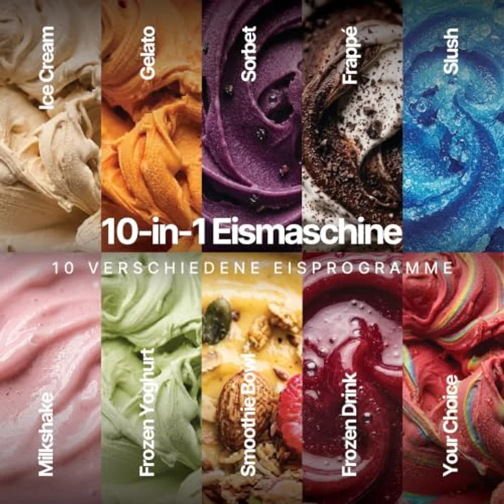 Seeger Eismaschine MultiCream 10-in-1, 1,5 l, 800 W mit digitalem Touchscreen und BPA-freien EasyCups – Bild 3