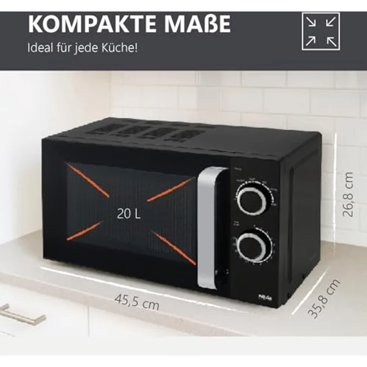 Silva MW-C 25.2, Mikrowelle Schwarz mit Keramikboden und 700W, platzsparend und große Nutzfläche – Bild 5