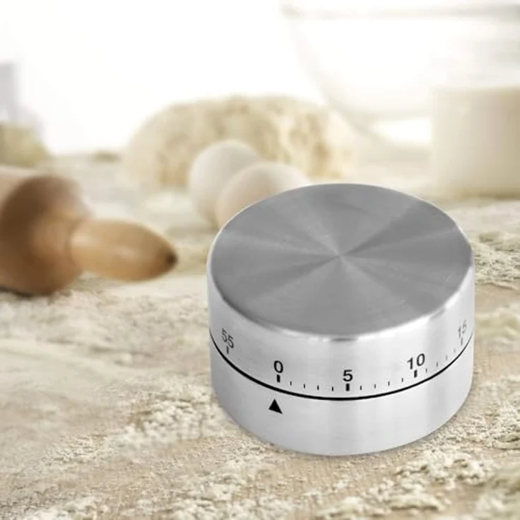 Zenker Kurzzeitwecker, Durchmesser 65 mm Zylinder Patisserie, hochwertiger Küchenwecker aus Edelstahl, Kurzzeitmesser mit magnetischem Boden, Wecker bis 60 min einstellbar, praktischer Timer, Farbe: silber – Bild 2