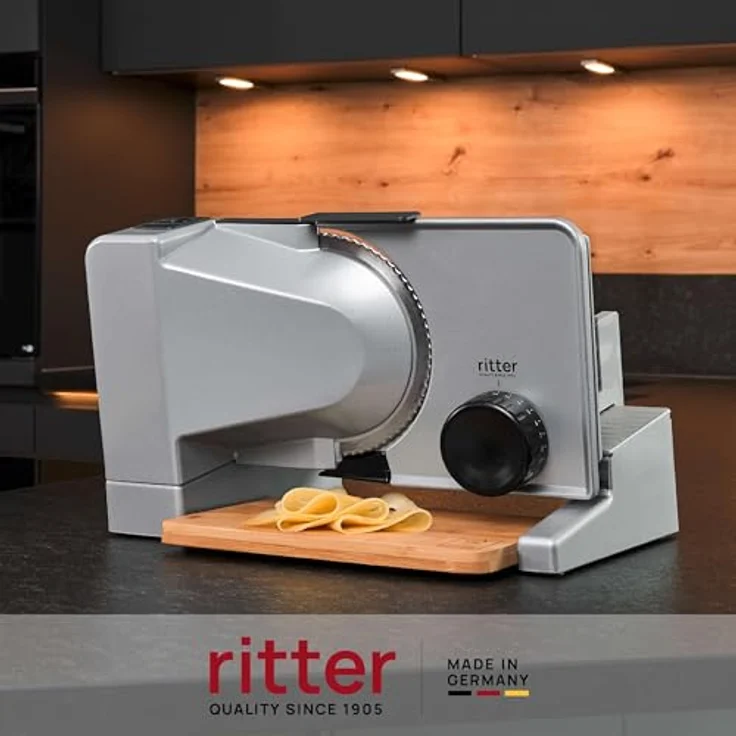 Ritter Allesschneider Serano 8 inkl. Bambusbrett, 130-Watt-Motor und Edelstahlmesser mit Wellenschliff – Bild 2