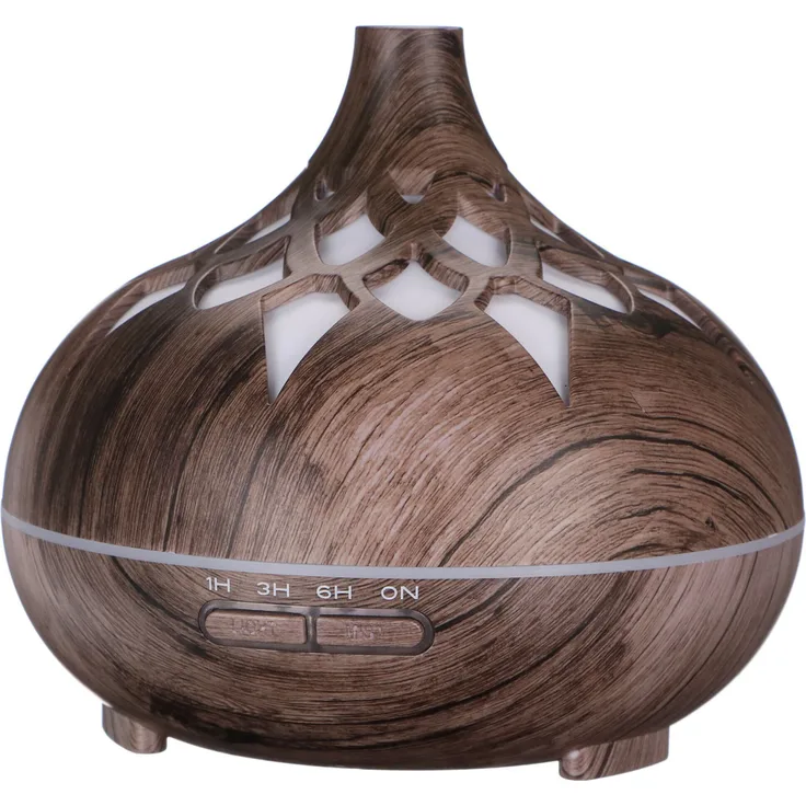 Sixtol Aroma Diffusor Palm grau Holz 500ml, Design elektrischer Luftbefeuchter