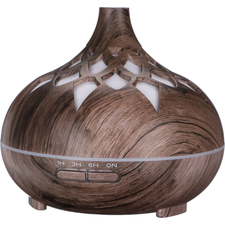 Sixtol Aroma Diffusor Palm grau Holz 500ml, Design elektrischer Luftbefeuchter