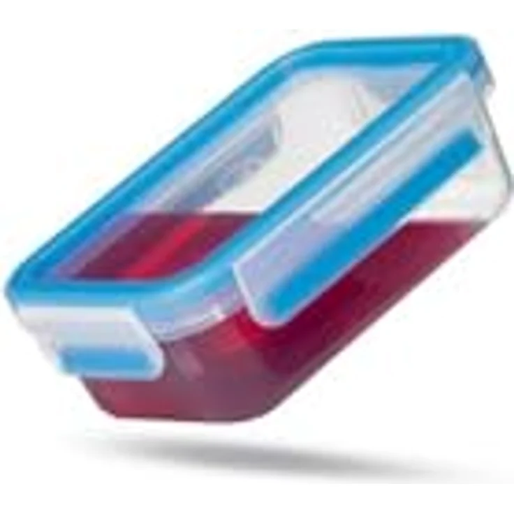 Emsa 508538 Rechteckige Frischhaltedose mit Deckel, 0.55 Liter, Transparent-Blau, Clip & Close – Bild 2