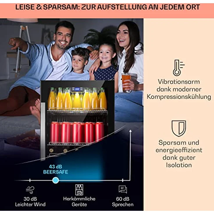 Klarstein Mini Kühlschrank mit Glastür, 147 Liter, Indoor/Outdoor, leise – Bild 3