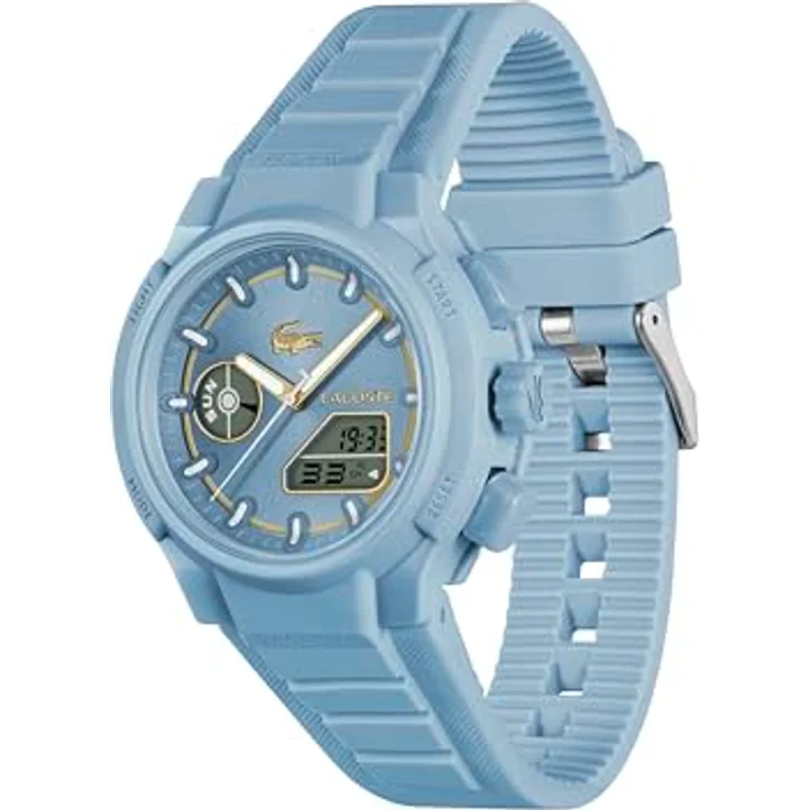 Lacoste LC33 Analoge-Digitale Multifunktions-Quarzuhr für Damen mit blauen Silikonarmband, 40mm TR90 Gehäuse, Wasserfest bis 10ATM, Weltzeituhr, Stoppuhr, Countdown-Timer – Bild 3