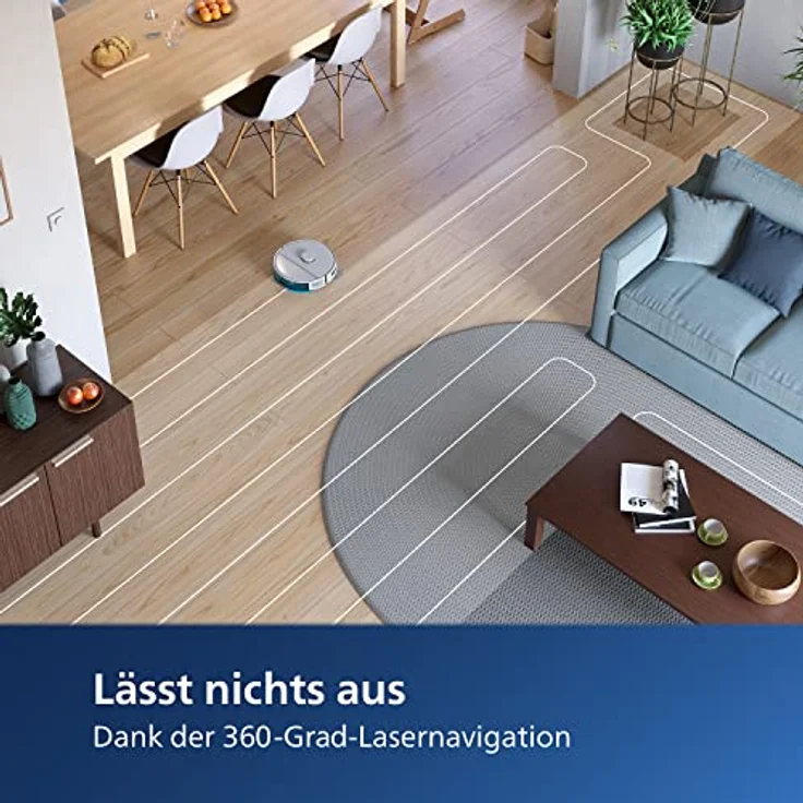 Philips Homerun Serie 3000 Saug-Wischroboter, ultrastarke Saugleistung (4000 Pa), Lasernavigation, 200 Minuten Laufzeit, weiß, Saugroboter, App, XU3000/02 – Bild 4