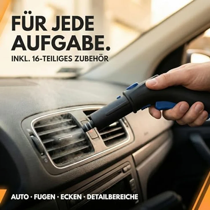 Sommertal XXL SC1000 Dampfreiniger Handgerät, 1100 ml Tank, 1500 W, 16-teiliges Zubehörset, leistungsstark, tragbar – Bild 8