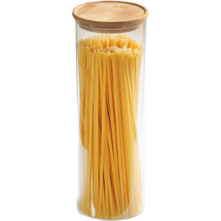 KESPER Vorratsglas mit Bambusdeckel, 1,80 Liter, ideal für Spaghetti, 10,5 x 30,5 cm