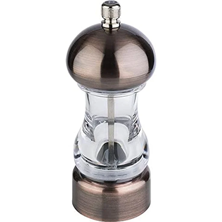 APS Pfeffermühle COPPER - Gewürzmühle in Kupfer-Optik, Mahlwerk aus Carbonstahl, Mahlgrad stufenlos einstellbar - Abmessungen: 6 x 6 cm/Höhe: 15 cm/Farbe: Kupfer, Transparent – Bild 2