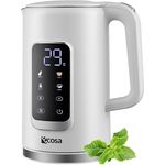 ecosa Wasserkocher Edelstahl mit Temperatureinstellung 1,7 Liter 2200 Watt Teekocher BPA FREI LED Display Warmhaltefunktion (Wanda White)
