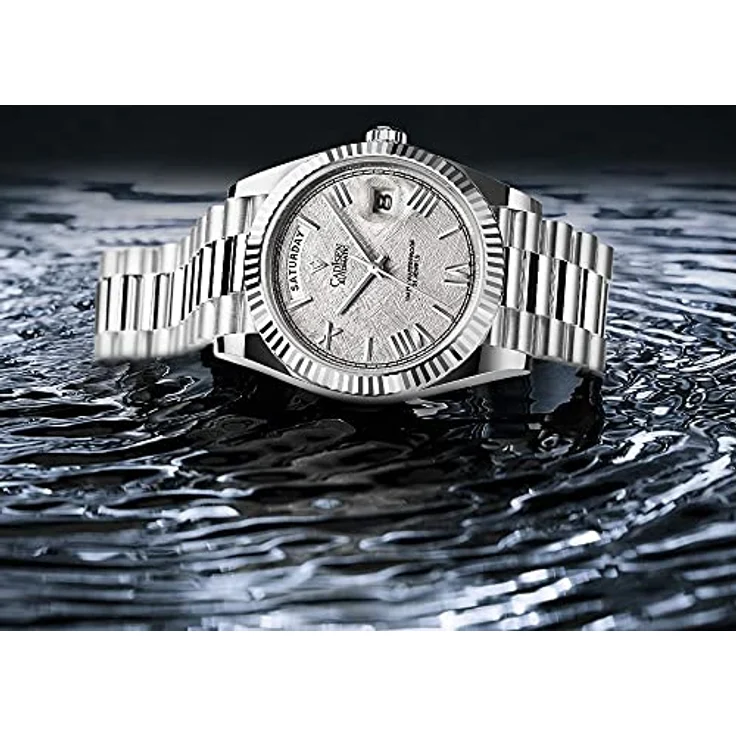 CADISEN MIYOTA 8285 Automatik Uhr Herren, Mechanische Armbanduhr mit Saphirglas, Edelstahlarmband, grau, wasserdicht bis 100 m – Bild 5